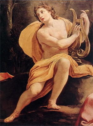 god apollo, the ancient greek god apollon and his lyre